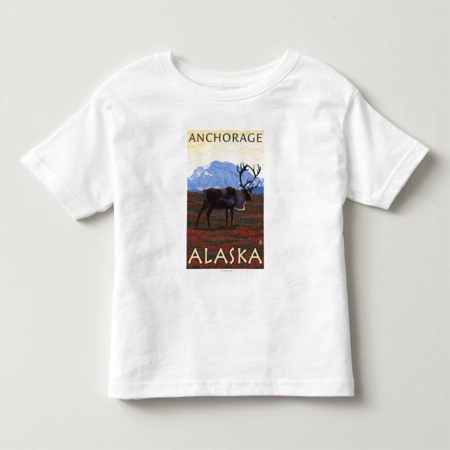 Caribou Scene - Anchorage, Alaska Toddler T-Shirt (Front)
