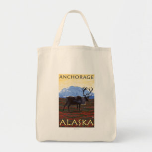Caribou Scene - Anchorage, Alaska Tote Bag