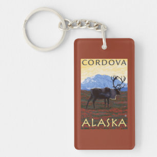 Caribou Scene - Cordova, Alaska Key Ring