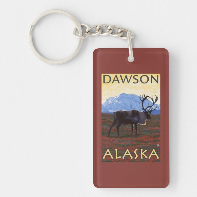 Caribou Scene - Dawson, Alaska Key Ring (Front)