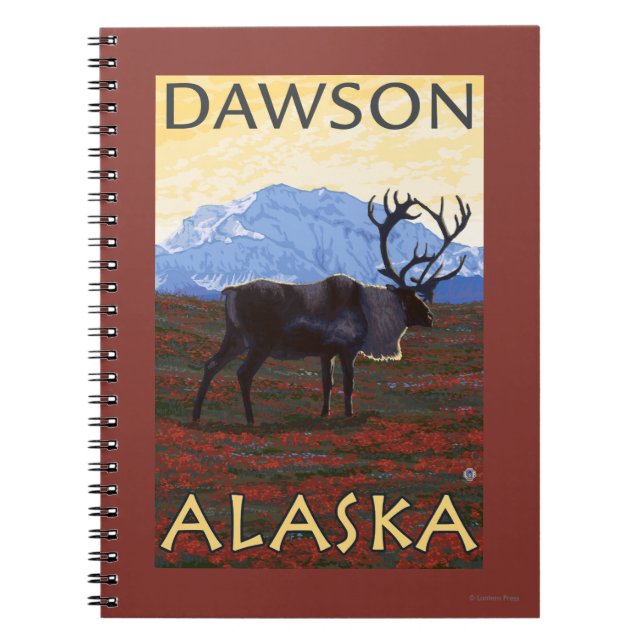 Caribou Scene - Dawson, Alaska Spiral Notebook (Front)