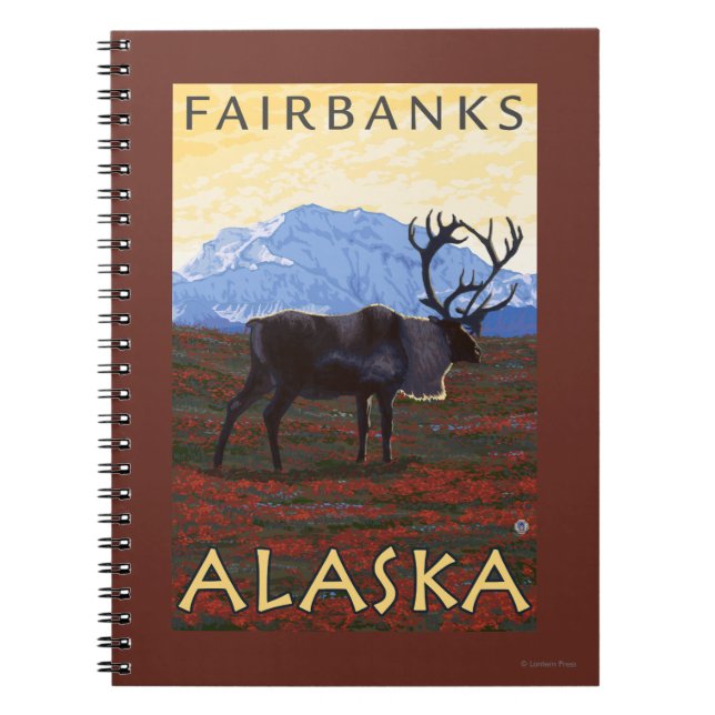 Caribou Scene - Fairbanks, Alaska Spiral Notebook (Front)