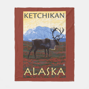 Caribou Scene - Ketchikan, Alaska Fleece Blanket