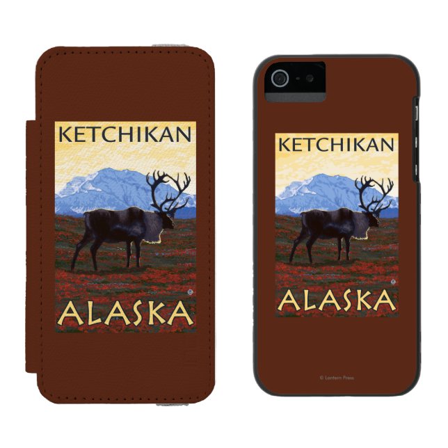 Caribou Scene - Ketchikan, Alaska Incipio iPhone Wallet Case (Side by Side)