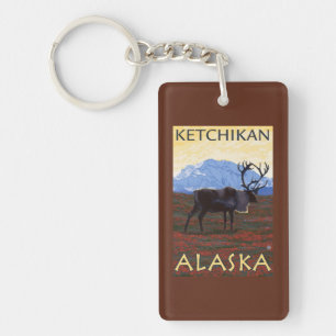 Caribou Scene - Ketchikan, Alaska Key Ring