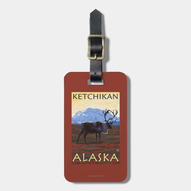 Caribou Scene - Ketchikan, Alaska Luggage Tag (Front Vertical)