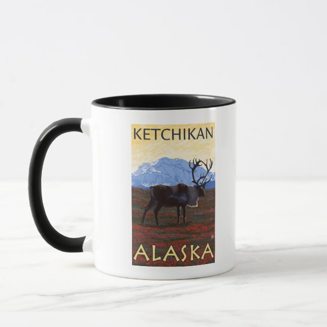 Caribou Scene - Ketchikan, Alaska Mug (Left)