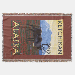 Caribou Scene - Ketchikan, Alaska Throw Blanket