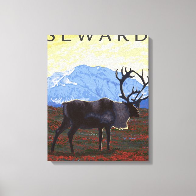 Caribou Scene - Seward, Alaska Canvas Print (Front)