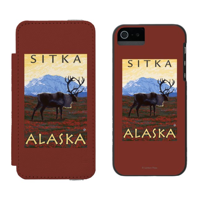 Caribou Scene - Sitka, Alaska Incipio iPhone Wallet Case (Side by Side)