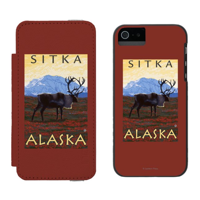 Caribou Scene - Sitka, Alaska Incipio iPhone Wallet Case (Side by Side)