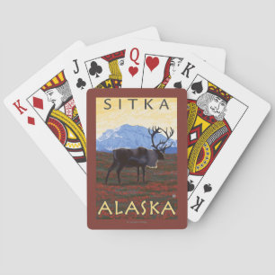 Caribou Scene - Sitka, Alaska Playing Cards