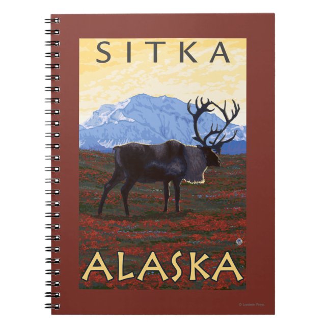 Caribou Scene - Sitka, Alaska Spiral Notebook (Front)