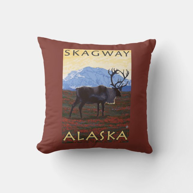Caribou Scene - Skagway, Alaska Cushion (Front)