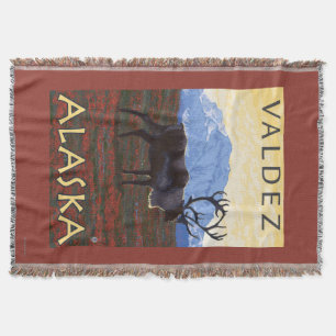 Caribou Scene - Valdez, Alaska Throw Blanket