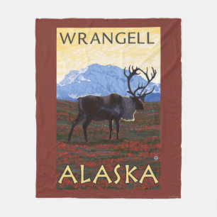 Caribou Scene - Wrangell, Alaska Fleece Blanket
