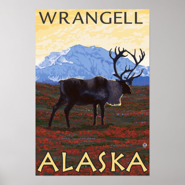 Caribou Scene - Wrangell, Alaska Poster (Front)