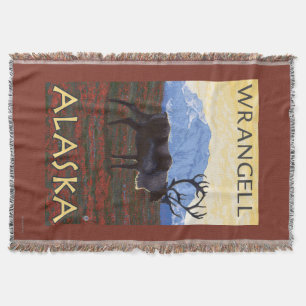 Caribou Scene - Wrangell, Alaska Throw Blanket