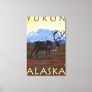 Caribou Scene - Yukon, Alaska Canvas Print