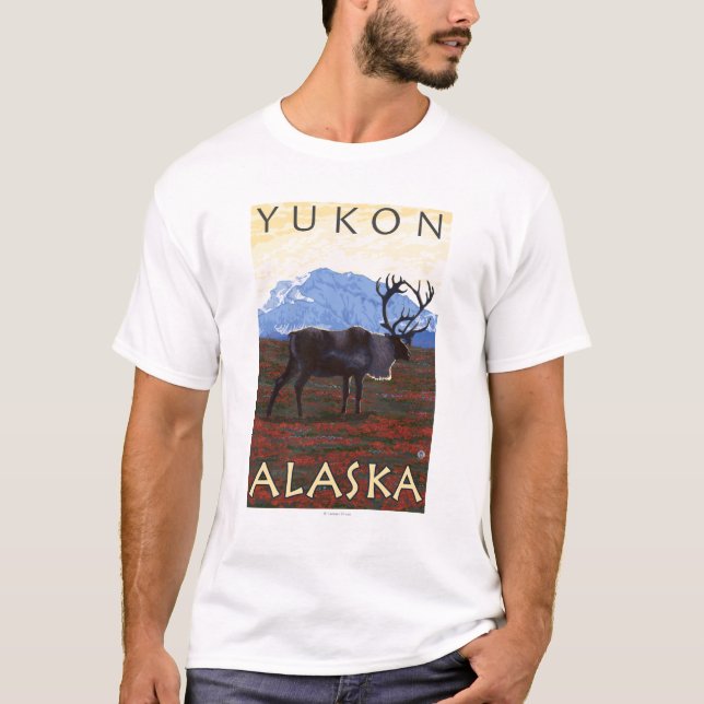 Caribou Scene - Yukon, Alaska T-Shirt (Front)