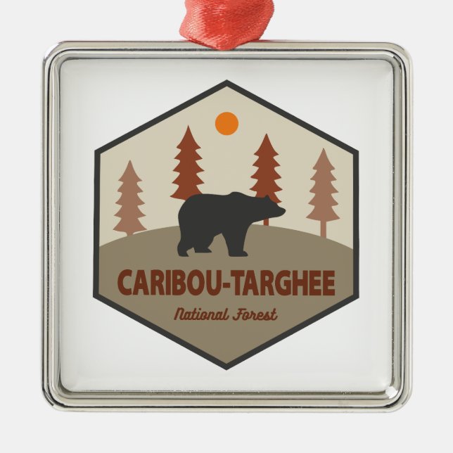 Caribou-Targhee National Forest Bear Metal Tree Decoration (Front)