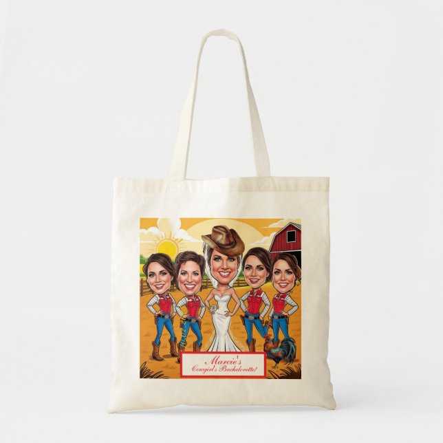 Caricature Bride Squad in Cowboy Boots  Tote Bag (Front)