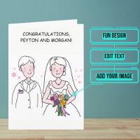 Caricature Couple Wedding Day Congratulations