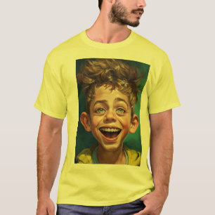 Caricature Crazy Young Boy design T-Shirt
