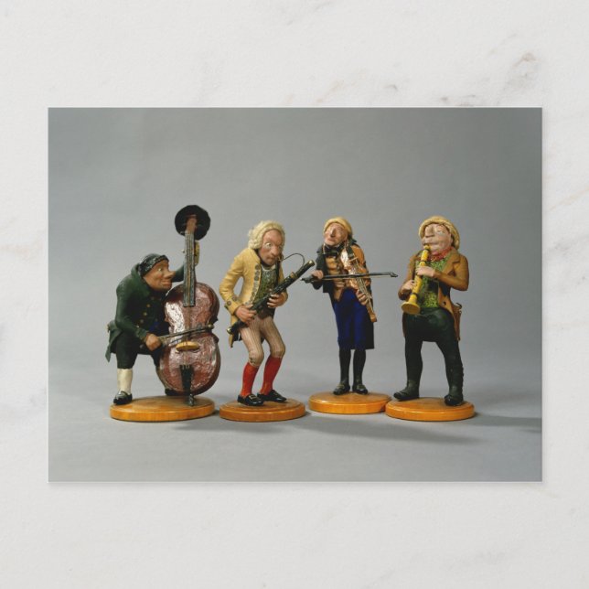 Caricature figurines of musicians postcard (Front)