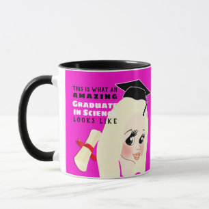 Caricature GRADUATE Gift Female Blonde hair brown Mug