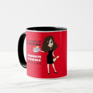 Caricature GRADUATE Gift  Female Brunette Custom Mug