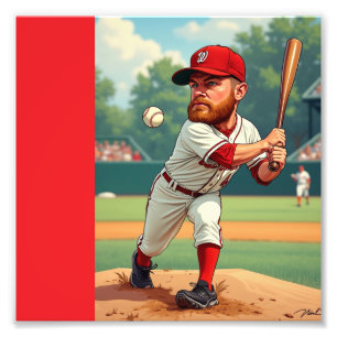 ''Caricature illustration of American baseball Photo Print
