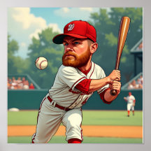 ''Caricature illustration of American baseball