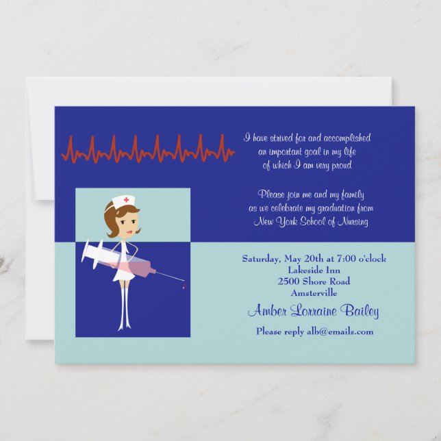 Caricature Nursing School Graduation Invitation #2 (Front)