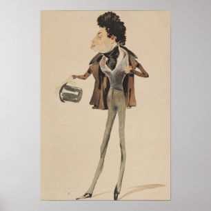 Caricature of Alexander Dumas Pere Poster