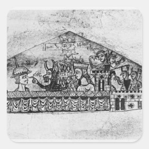 Caricature of English Jews, from a Haggadah Square Sticker