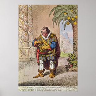 Caricature of Pizarro contemplating the Poster