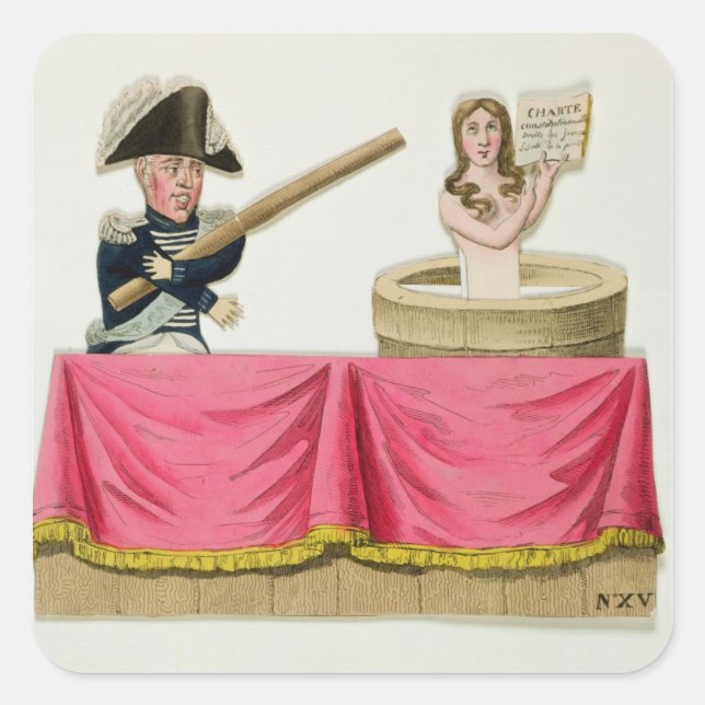 Caricature of the Constitutional Charter Square Sticker (Front)