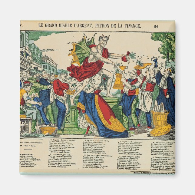 Caricature of the Demon of Money, 1860 Magnet (Front)