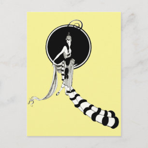 Caricature of Woman in Extravagant Outfit Postcard