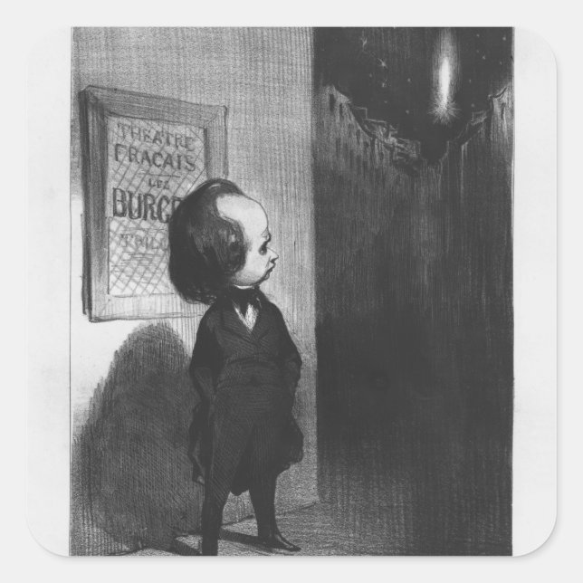 'Caricatures du jour', caricature of Victor Hugo Square Sticker (Front)