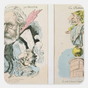 Caricatures of Victor Hugo  and Napoleon III Square Sticker