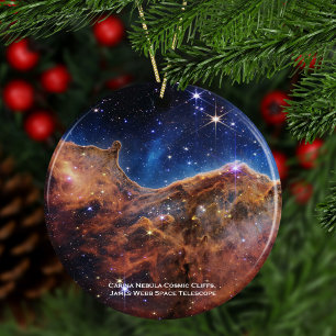 Carina Nebula Cosmic Cliffs James Webb Christmas Ceramic Tree Decoration