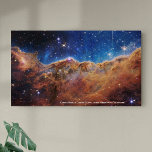 Carina Nebula Cosmic Cliffs James Webb Extra Large Poster<br><div class="desc">This beautiful space image was captured by NASA's new James Webb Space Telescope in July 2022. It shows emerging nurseries and stars in the Carina Nebula. The mountains and valleys are nicknamed the "Cosmic Cliffs." The young star-forming area is NGC 3324. Top descriptive text may be edited or removed, per...</div>