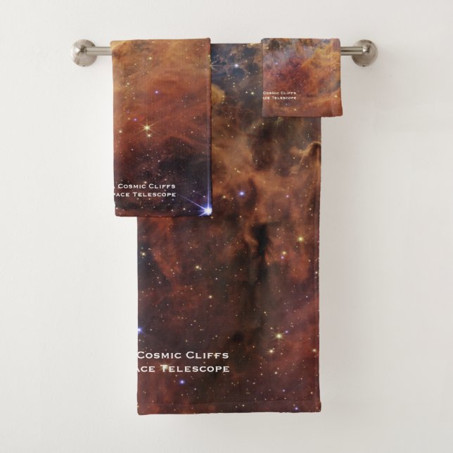 Carina Nebula Cosmic Cliffs James Webb Hi-Res Bath Towel Set (Insitu)