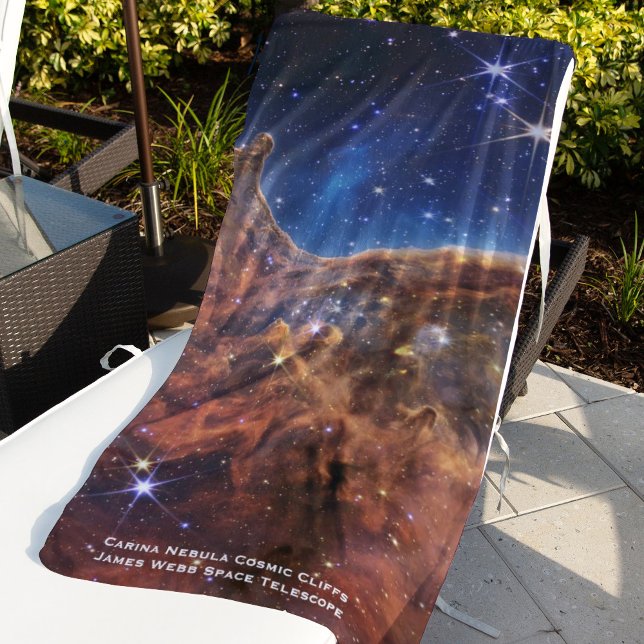 Carina Nebula Cosmic Cliffs James Webb Hi-Res Beach Towel (Creator Uploaded)