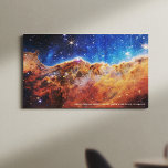 Carina Nebula Cosmic Cliffs James Webb Hi-Res Canvas Print<br><div class="desc">This beautiful space image was captured by NASA's new James Webb Space Telescope in July 2022. It shows emerging nurseries and stars in the Carina Nebula. The mountains and valleys are nicknamed the "Cosmic Cliffs." The young star-forming area is NGC 3324. Top descriptive text may be edited or removed, per...</div>