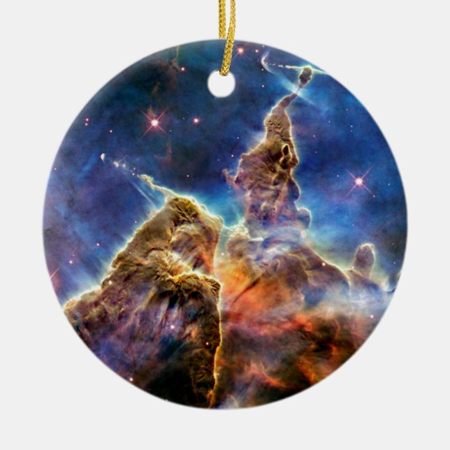 Carina Nebula Mystic Mountain Outer Space Photo Ceramic Tree Decoration (Front)