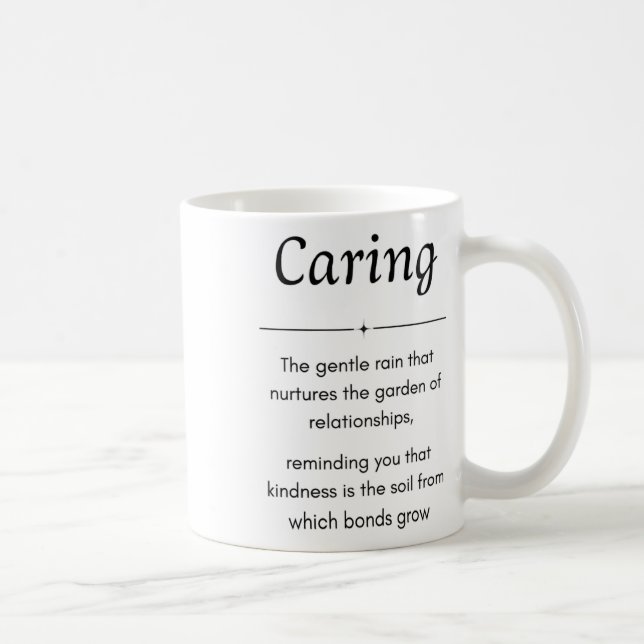 Caring Definition Minimalist Sticker - Black White Coffee Mug (Right)