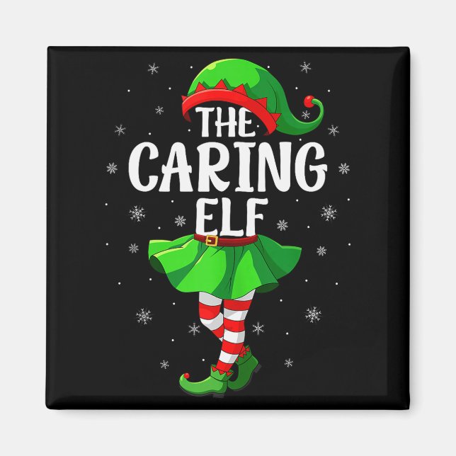 Caring Elf Christmas Girls Women Elf Squad Xmas Fa Magnet (Front)